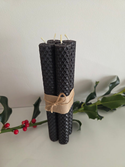 Beeswax Hand-Rolled Candles - Black (4 pack)
