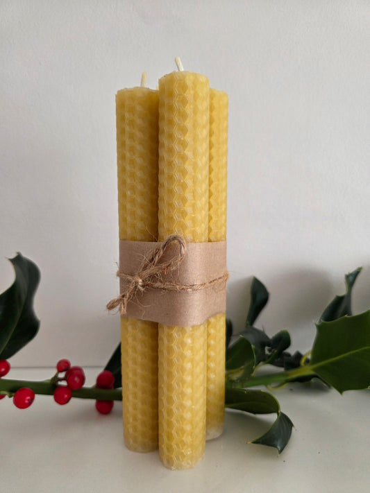 Beeswax Hand-Rolled Candles Yellow (4 pack)