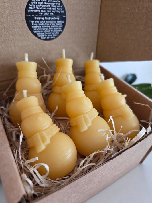 Beeswax Snowmen Candles Gift Set (6 pack)