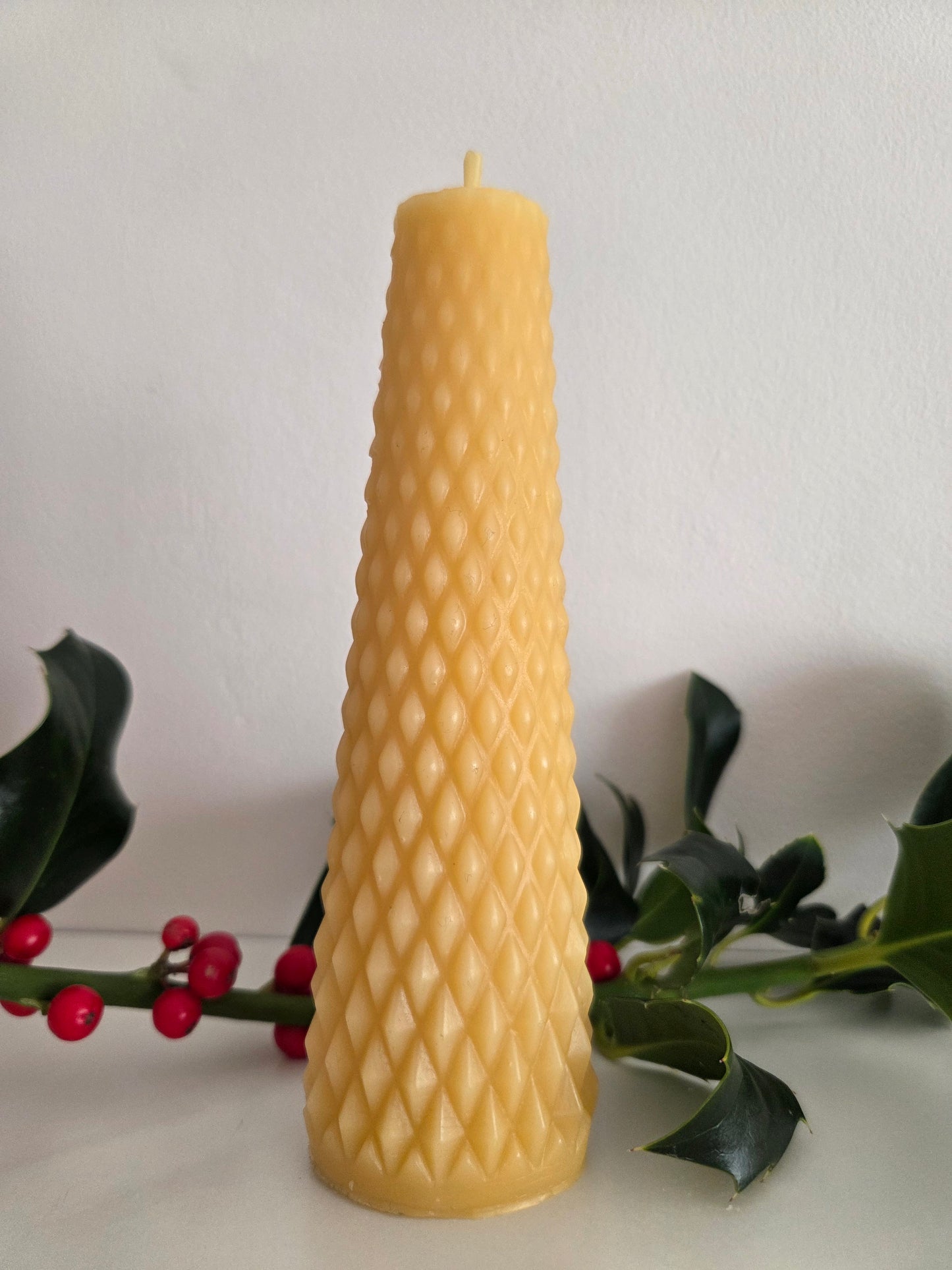 Beeswax Diamond Tapered Candle