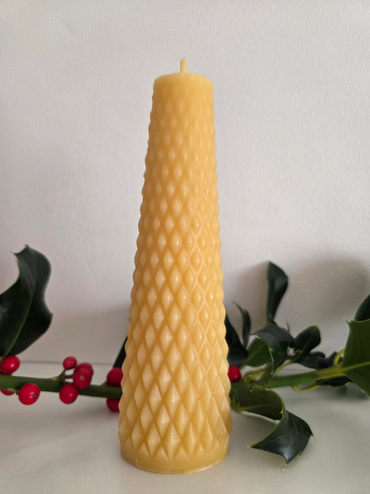 Beeswax Diamond Tapered Candle