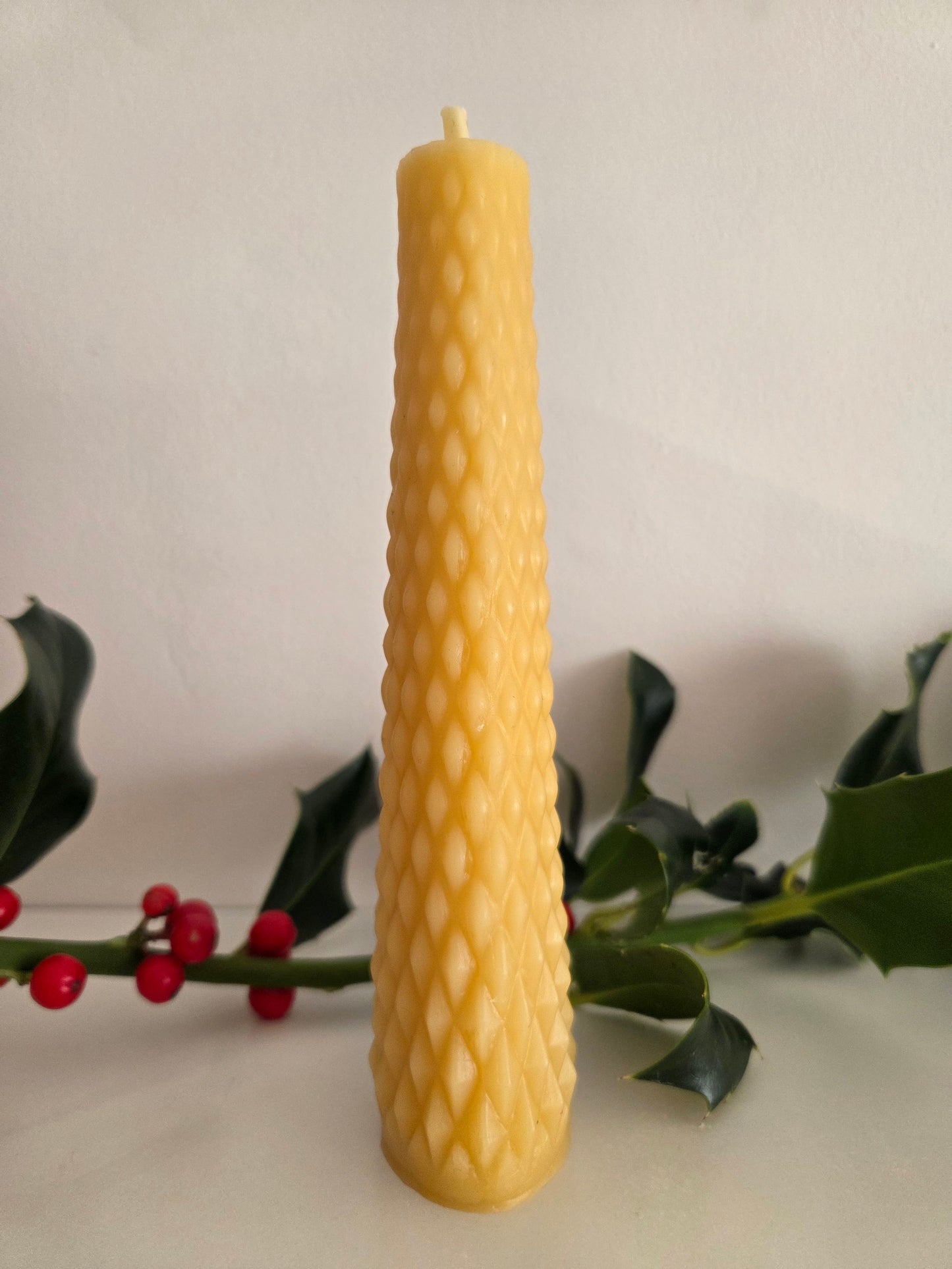 Beeswax Diamond Tapered Candle