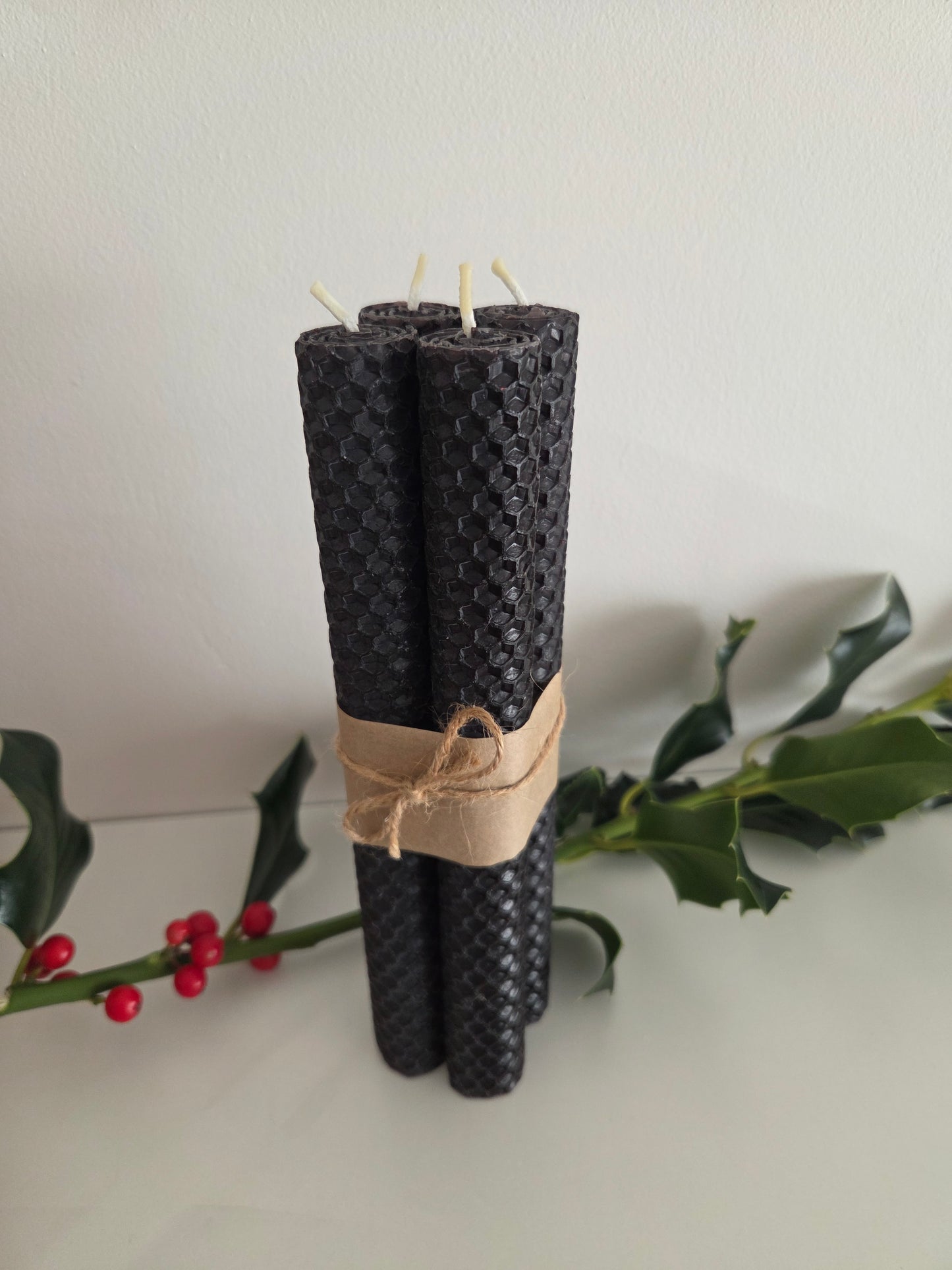 Beeswax Hand-Rolled Candles - Black (4 pack)