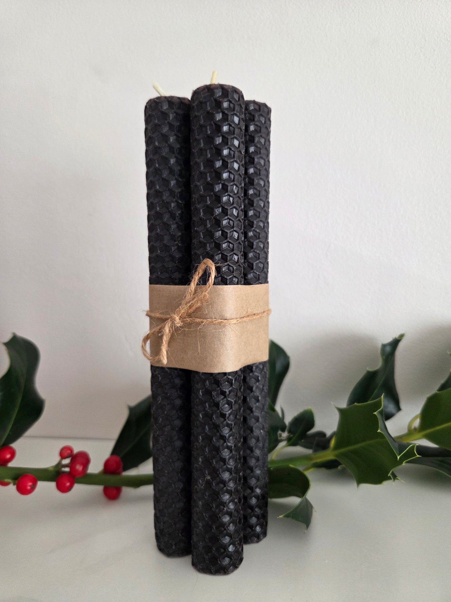 Beeswax Hand-Rolled Candles - Black (4 pack)