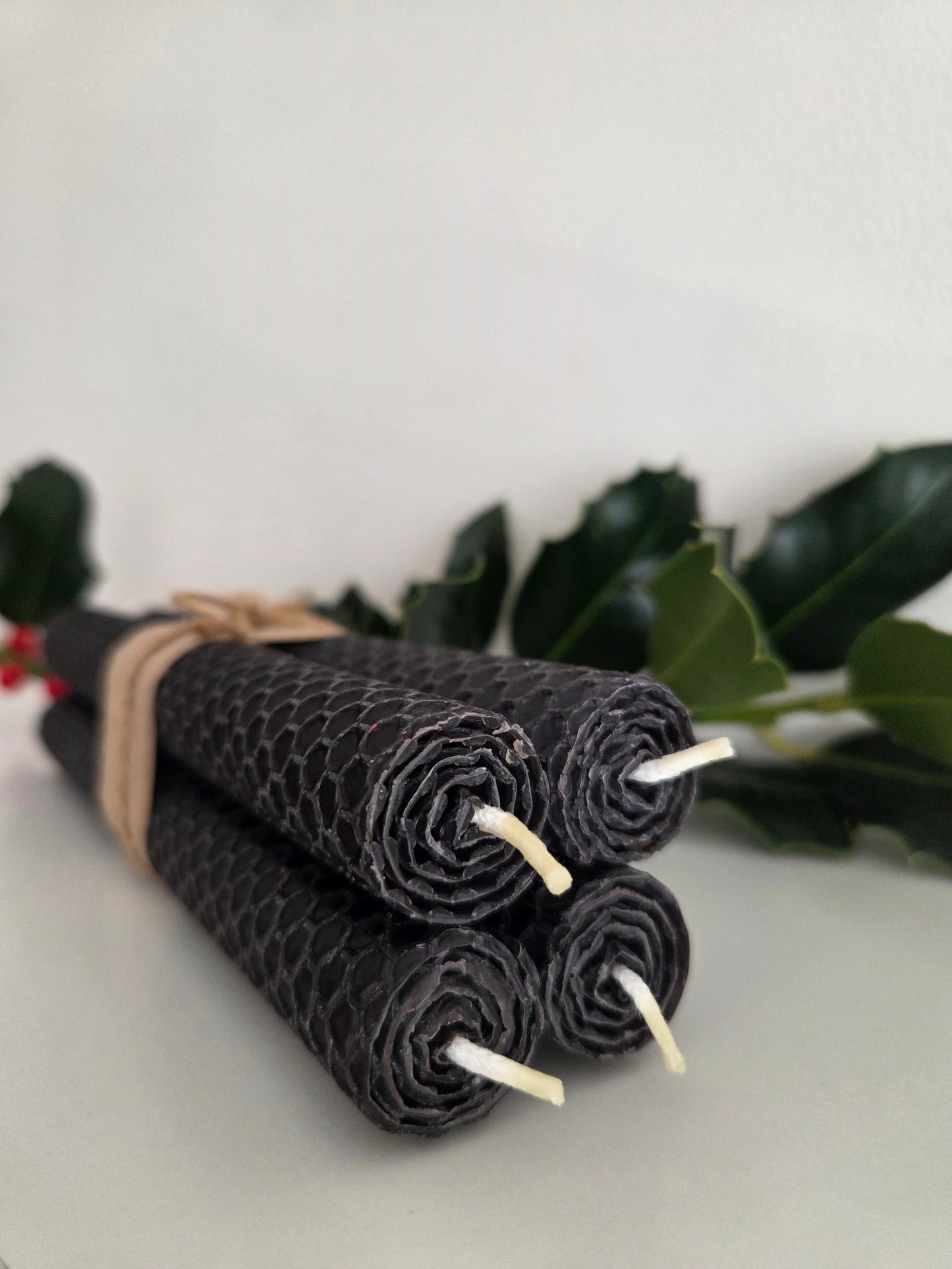 Beeswax Hand-Rolled Candles - Black (4 pack)