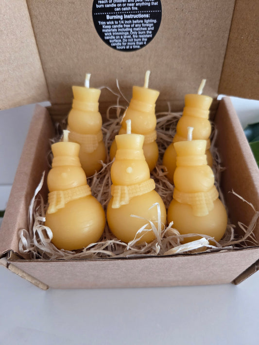 Beeswax Snowmen Candles Gift Set (6 pack)
