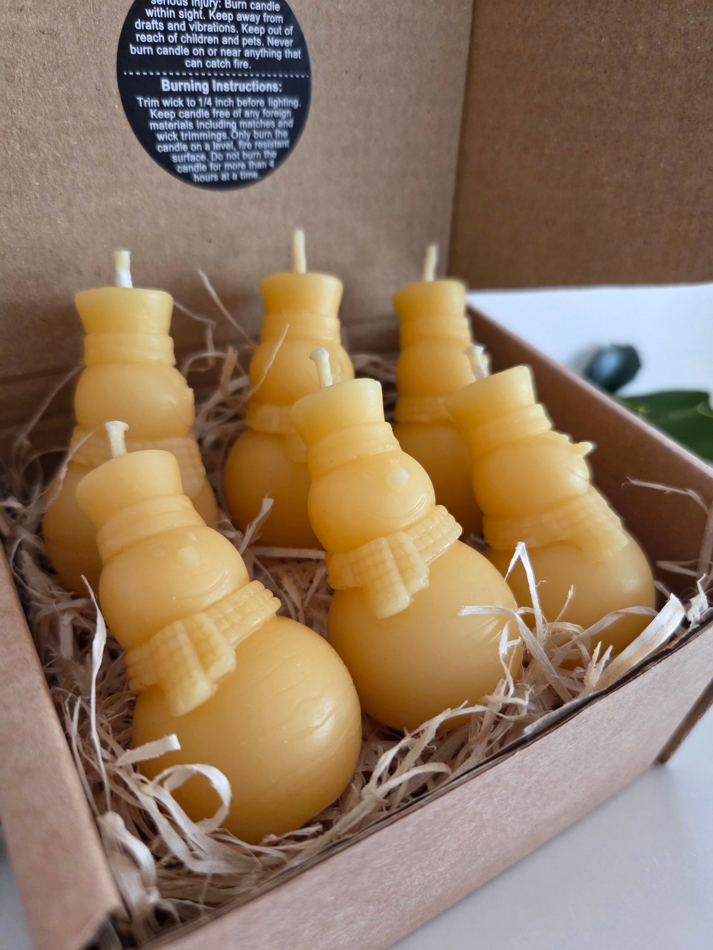 Beeswax Snowmen Candles Gift Set (6 pack)