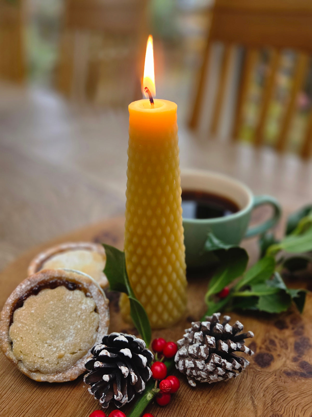Beeswax Diamond Tapered Candle