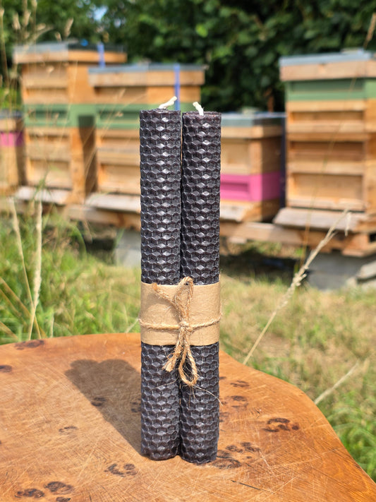 Beeswax Hand-Rolled Candles - Black (4 pack)