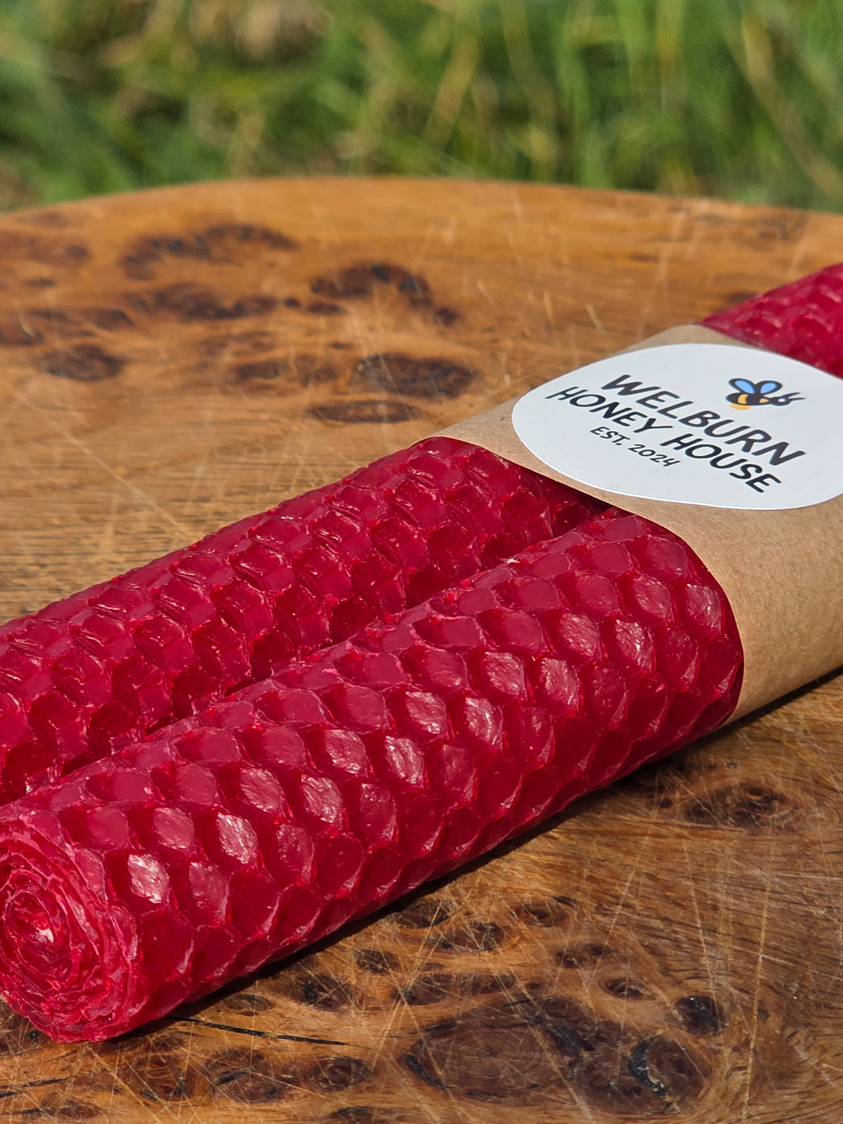Beeswax Hand-Rolled Candles - Burgundy (2 pack)